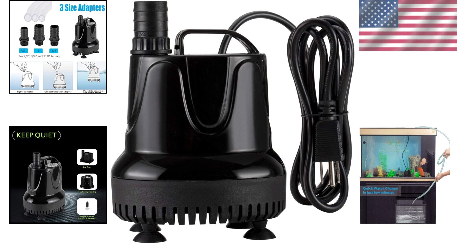 Efficient Submersible Pump 90W for Easy Aquarium Water Transfers - 9.2 ft Lift