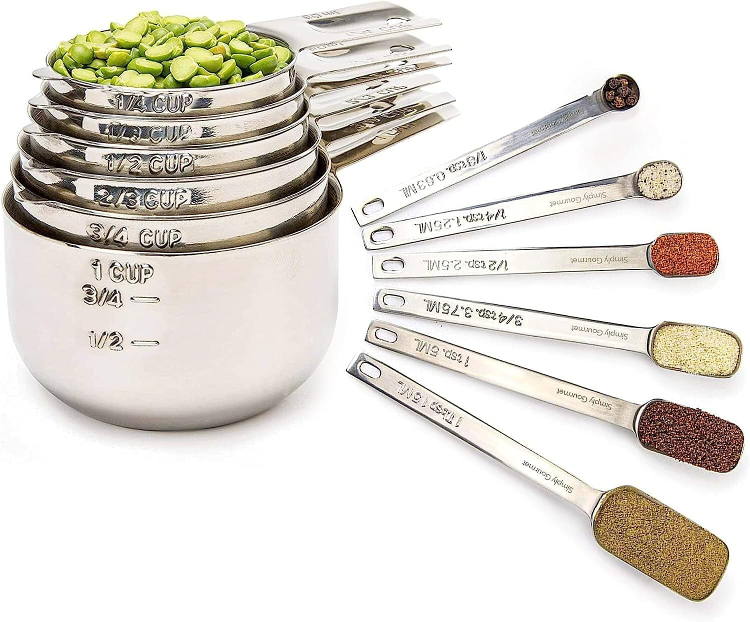 12-Piece Stainless Steel Measuring Cups & Spoons Set - Precision Kitchen Gadgets
