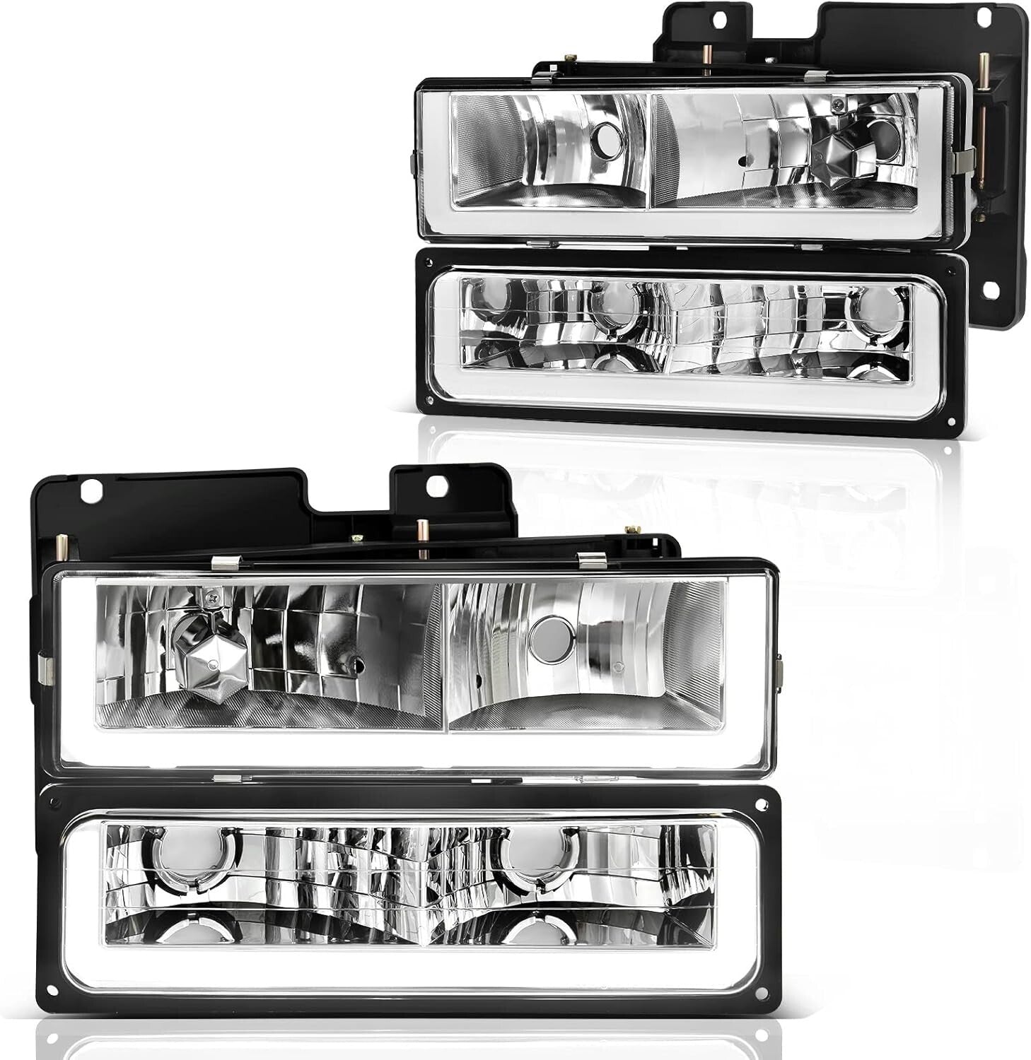 LED Headlight Assembly for 1990-1999 Chevy/GMC C/K & Suburban with DRL