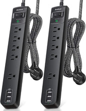 Load image into Gallery viewer, 10Ft Surge Protector Power Strip with 5 Outlets &amp; 3 USB Ports for Home &amp; Office
