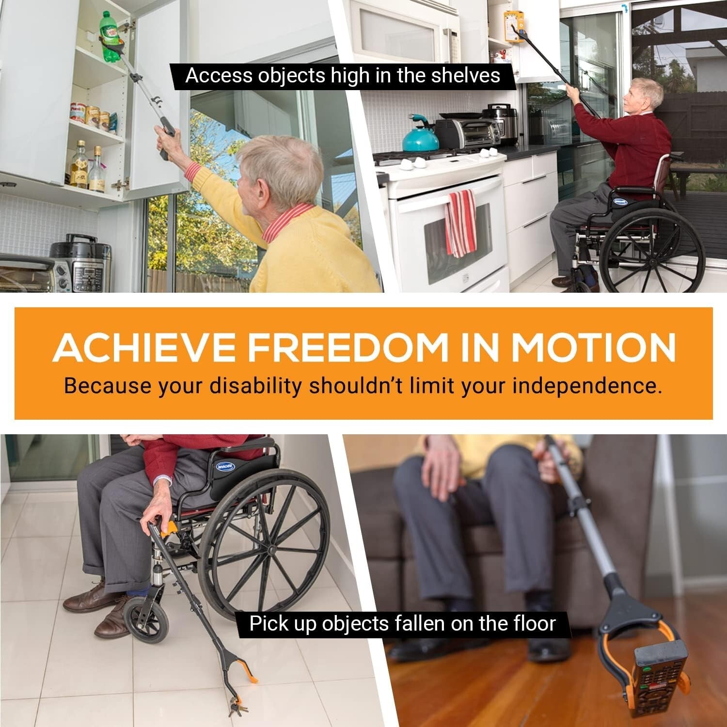 Foldable Grabber Reacher 2-Pack - 43-Inch Heavy Duty Tool for Easy Reaching