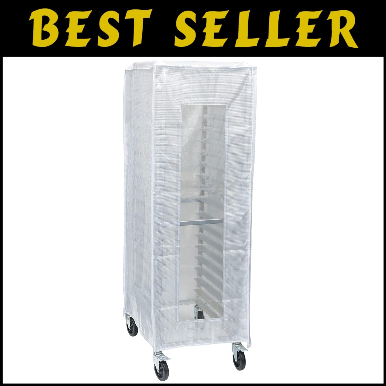 Protective Sheet Pan Rack Cover with Corner Zippers and Hanging Loop - 62" High