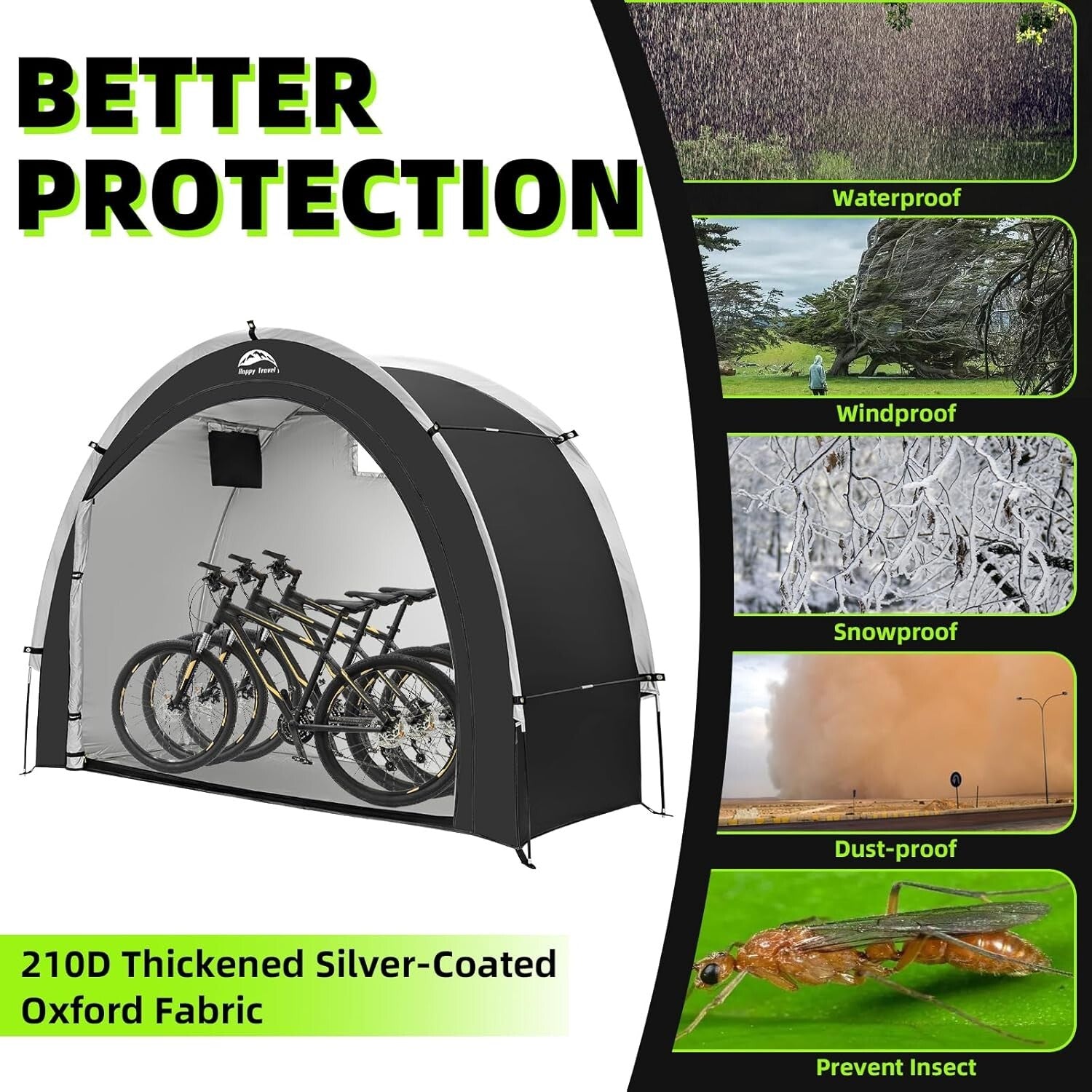 Heavy-Duty Outdoor Bicycle Storage Tent with UV Protection - Fits Multiple Bikes