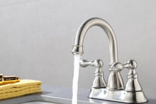 Load image into Gallery viewer, Elegant 2 Handle Brushed Nickel Bathroom Faucet with 360° Swivel &amp; Pop Up Drain