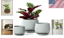 Load image into Gallery viewer, Reactive Glaze Ceramic Planters - 3-Piece Set with Drainage for Succulents