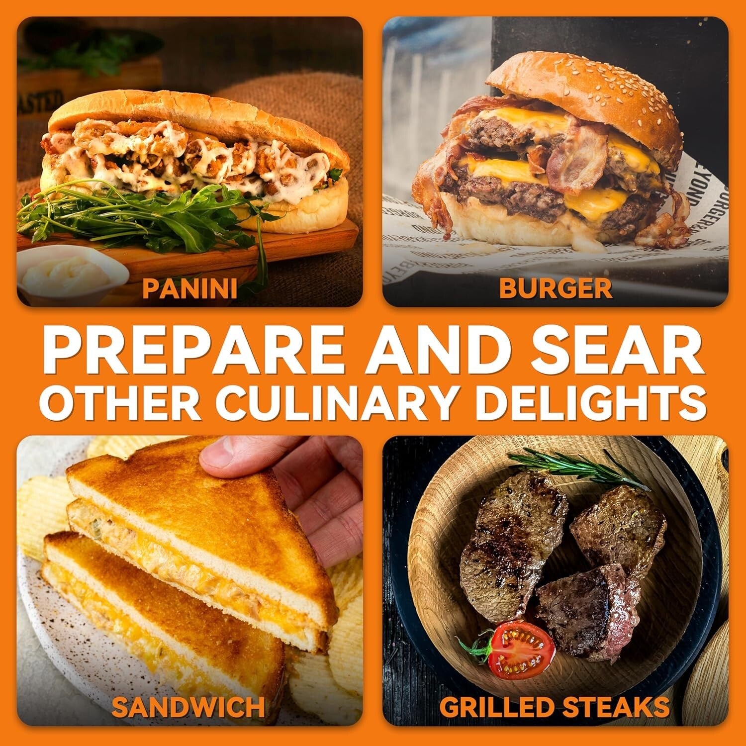 Family-Friendly Panini Maker & Grilled Cheese Machine with Recipe Book Included