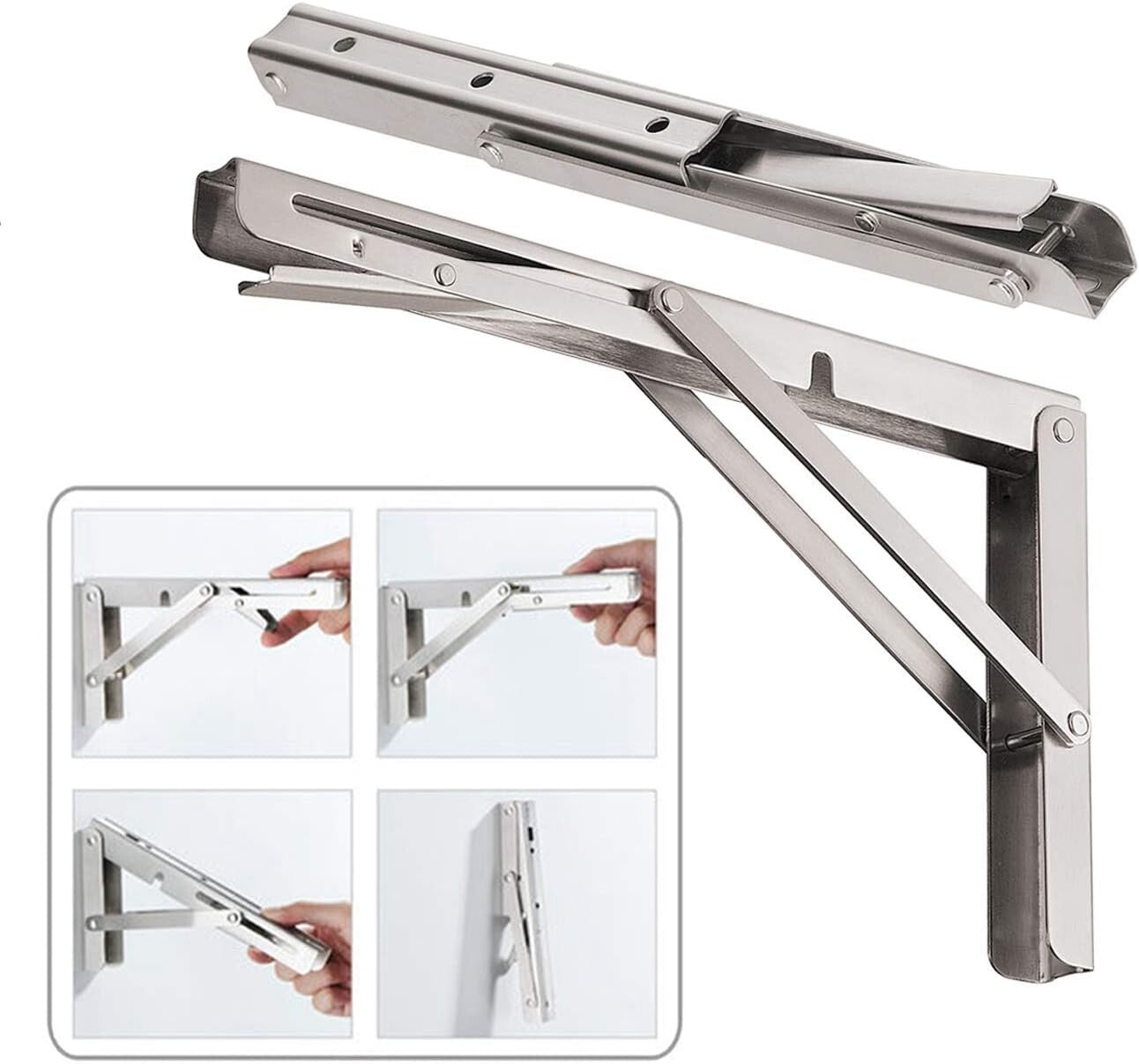 Premium 22 Inch Stainless Steel Folding Brackets - Easy Installation & Strong
