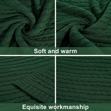 Load image into Gallery viewer, Soft 60x80 Oversize Dark Green Cable Knit Blanket – Perfect for Home &amp; Camping