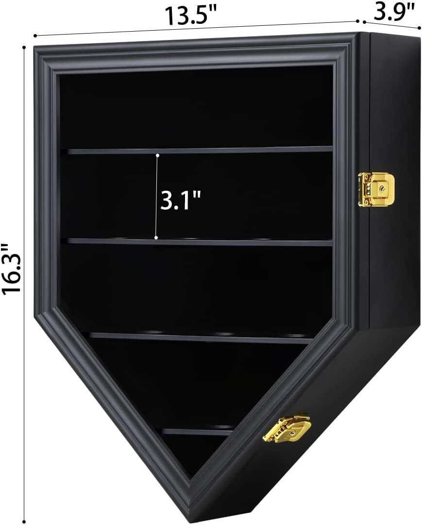 Exquisite Shatterproof Baseball Wall Mount Display Case - Holds 12 Balls & Rings
