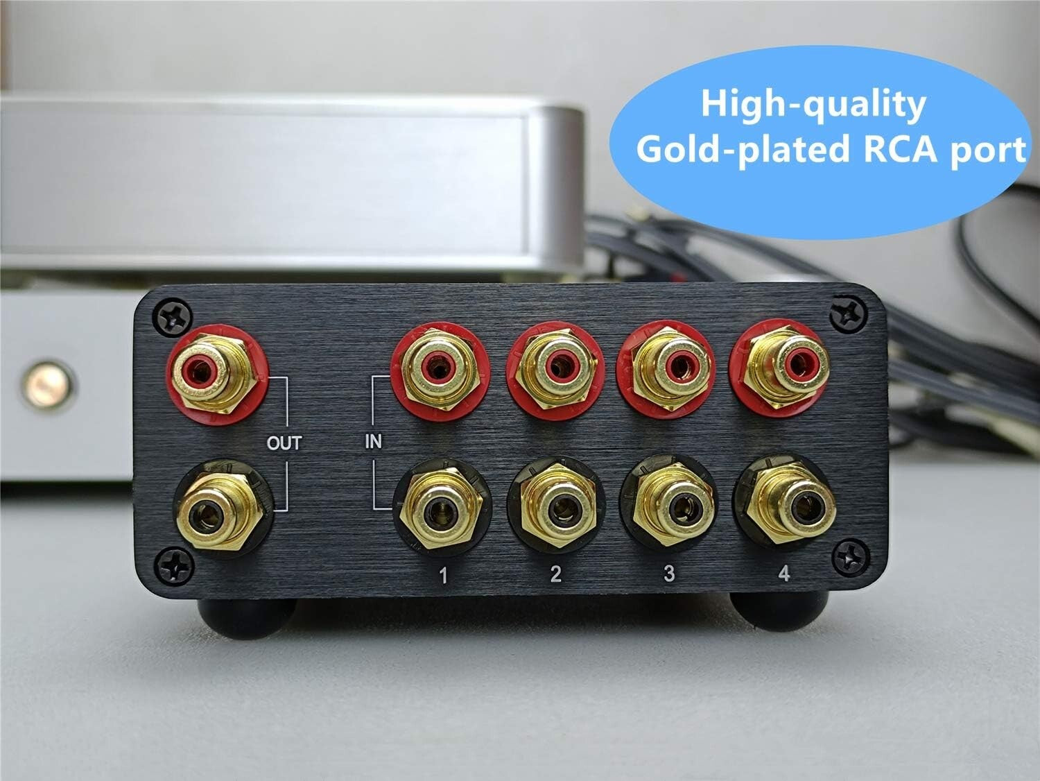 HiFi RCA Switch Stereo Selector - 4 Sources to 1 Output with Gold Connectors