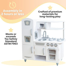 Load image into Gallery viewer, Sustainable Vintage Play Kitchen with Removable Sink &amp; Play Phone, White Finish
