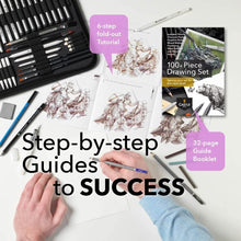 Load image into Gallery viewer, All-Inclusive 100-Piece Graphite, Charcoal &amp; Pastel Sketching Kit for Pros