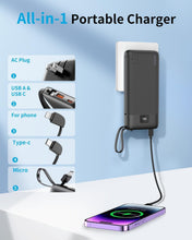 Load image into Gallery viewer, Ultra-Portable 10,000mAh Charger Set with Built-in Cables for iPhones &amp; Androids