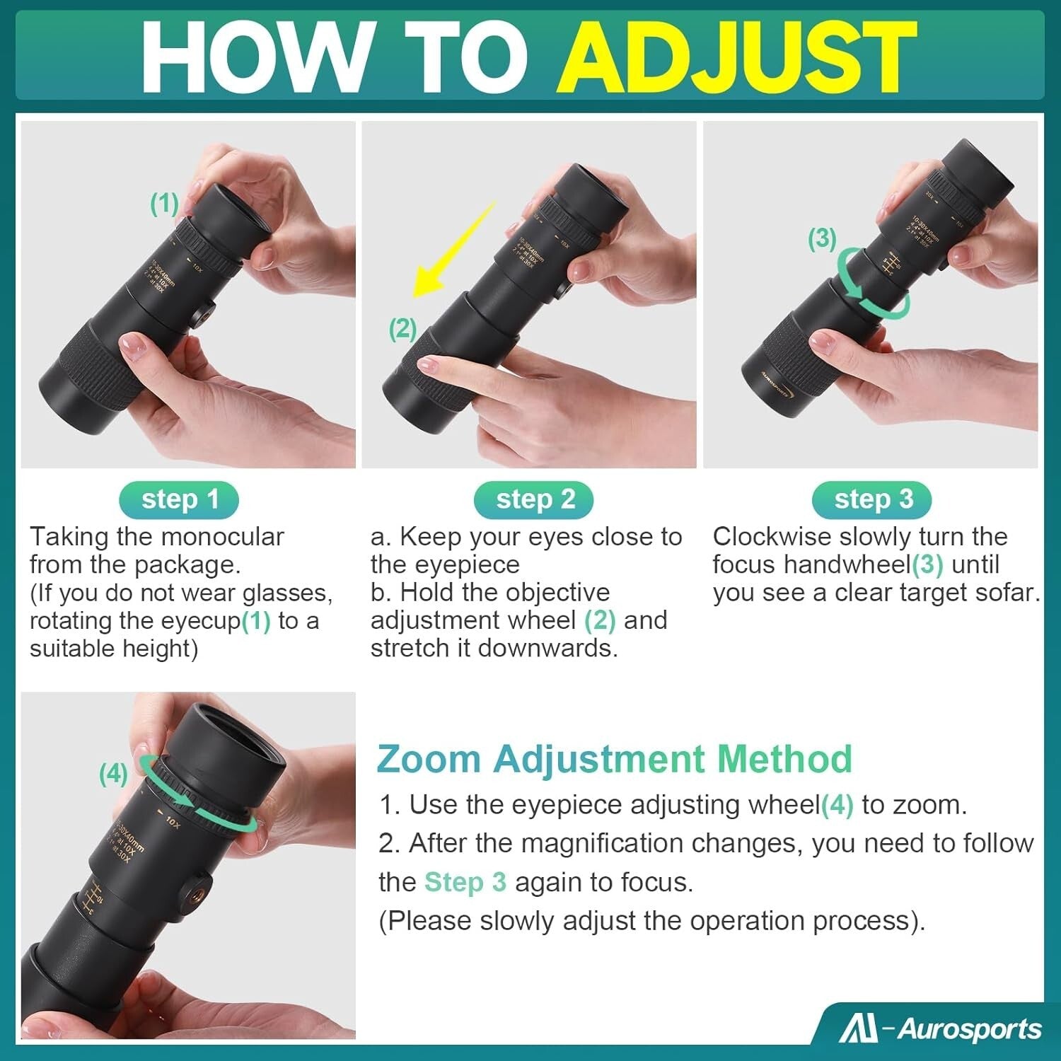 Adjustable Magnification Monocular Telescope - Crystal Clear Outdoor View