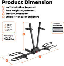 Load image into Gallery viewer, 150 lbs Capacity Electric Bike Rack - No Installation, Foldable for 2 Bikes