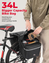 Load image into Gallery viewer, Versatile 34L Bicycle Saddle Bags with Adjustable Straps &amp; Rain Cover - Black