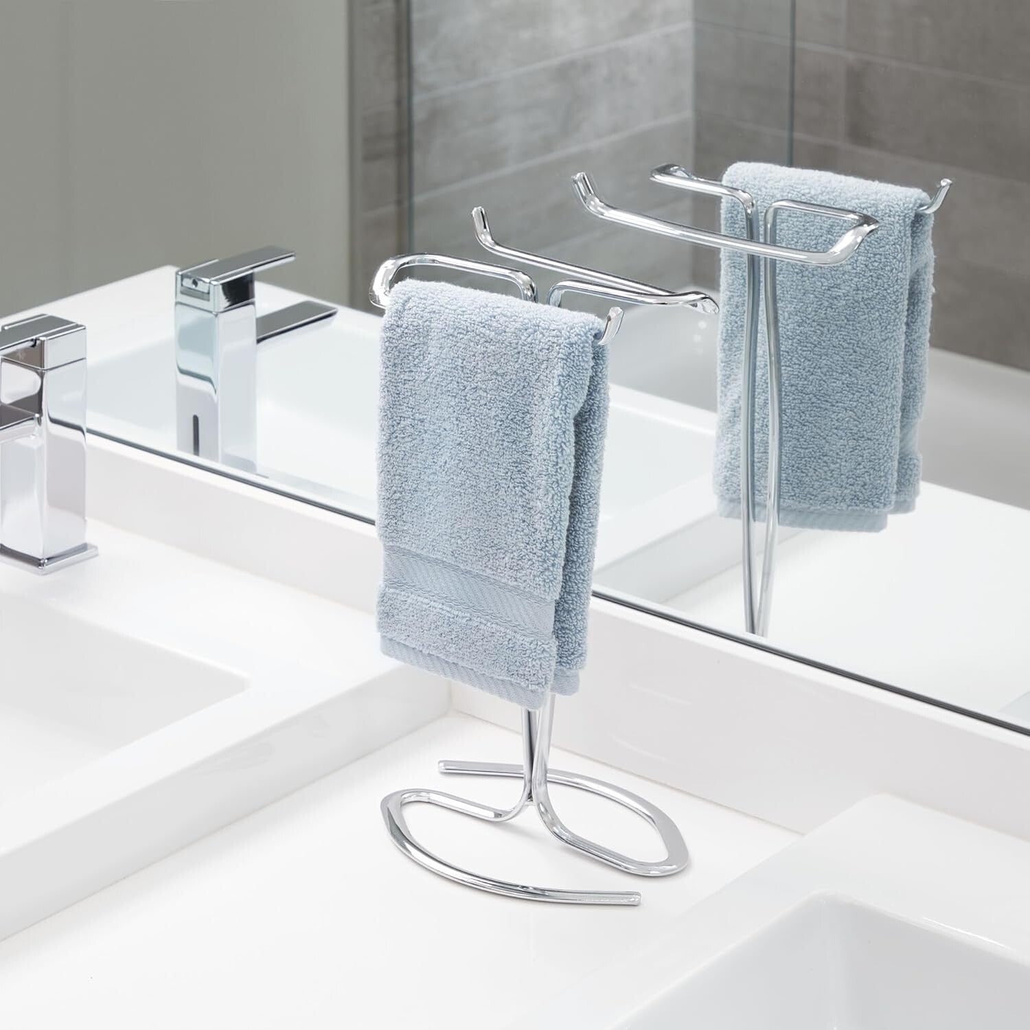 Durable Chrome and Alloy Steel Towel Stand Set - Elegant Bathroom Organization