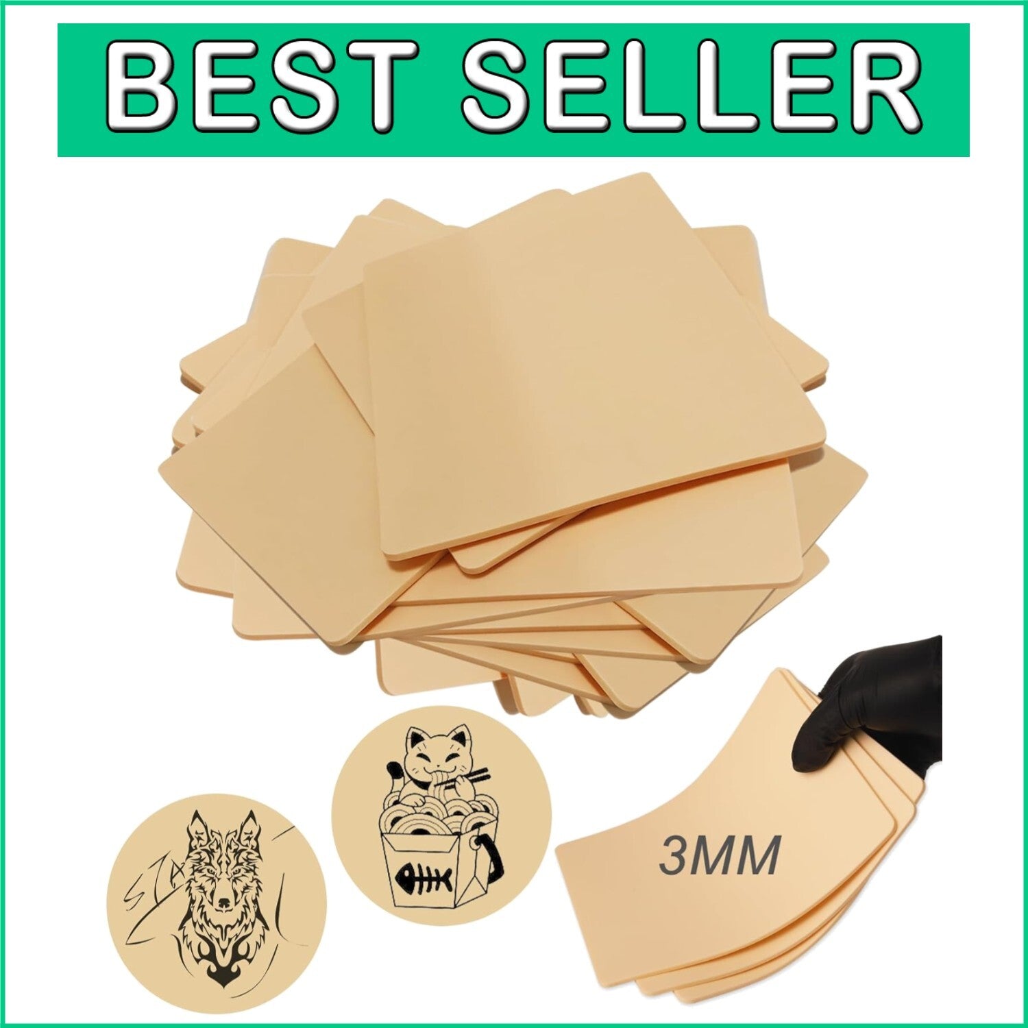 Professional Tattoo Practice Skin - 20PCS 3MM Soft & Water Resistant Sheets