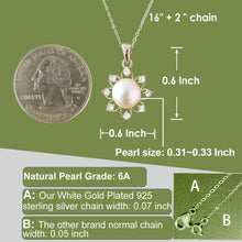 Load image into Gallery viewer, Elegant Sunflower Pearl Necklace in Sterling Silver - Graduation Gifts for Girls