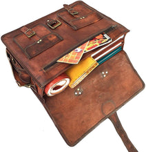 Load image into Gallery viewer, Premium Full Grain Leather Crossbody Bag - 18 Inch Laptop Shoulder Satchel