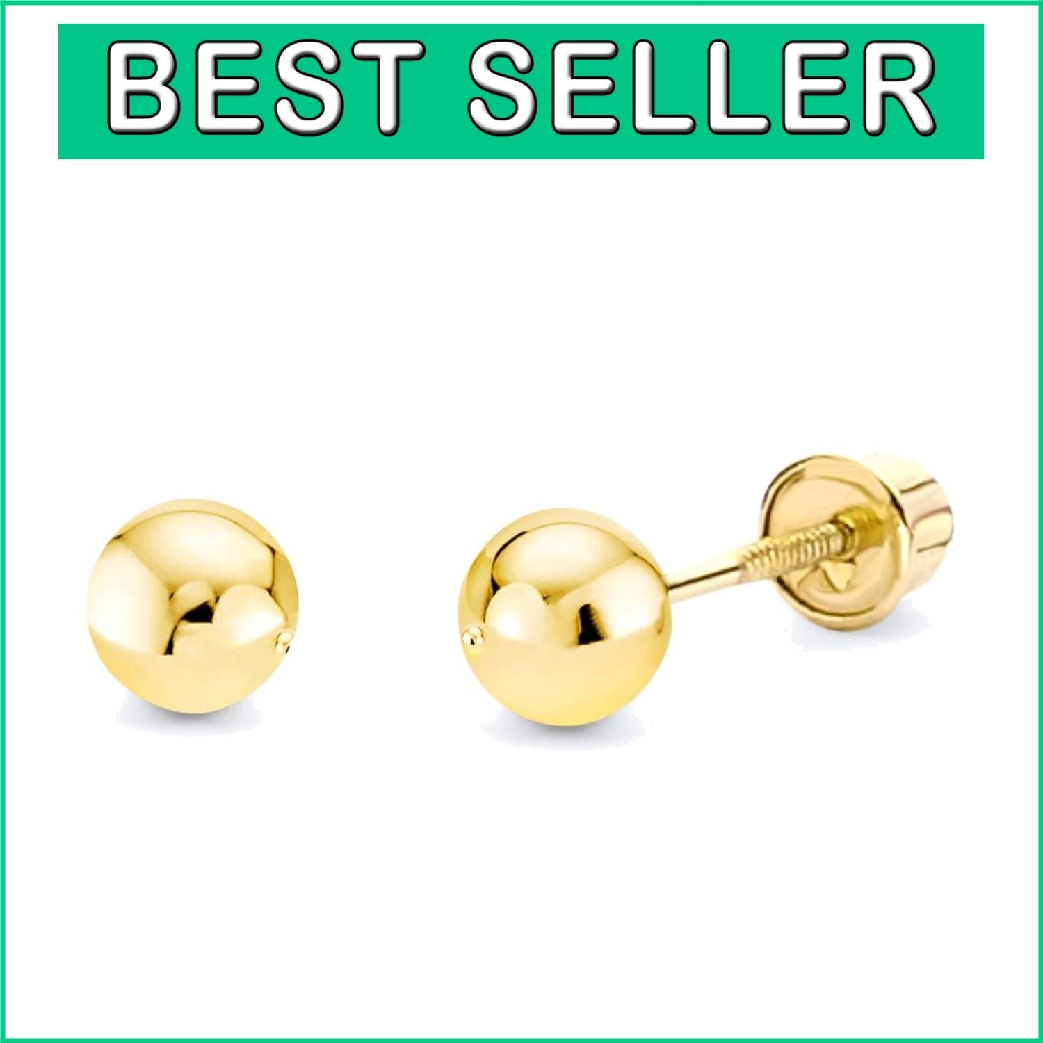 Elegant 14k Gold Ball Stud Earrings with Secure Screw Back - Gift-Ready Sizes