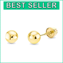 Load image into Gallery viewer, Elegant 14k Gold Ball Stud Earrings with Secure Screw Back - Gift-Ready Sizes