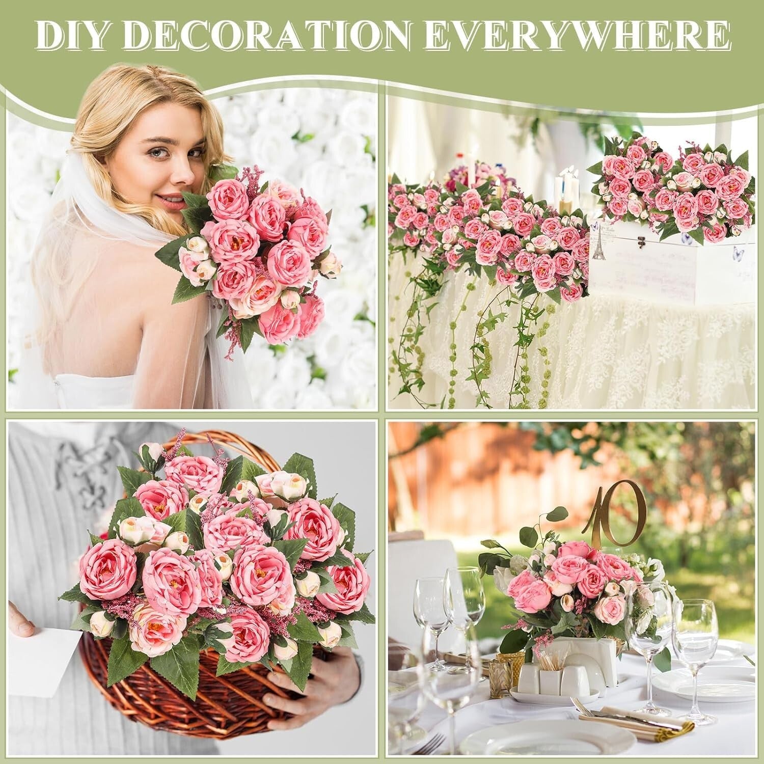 Lush 8 Bundles of Realistic Peonies - Enhance Any Spring Decor Effortlessly