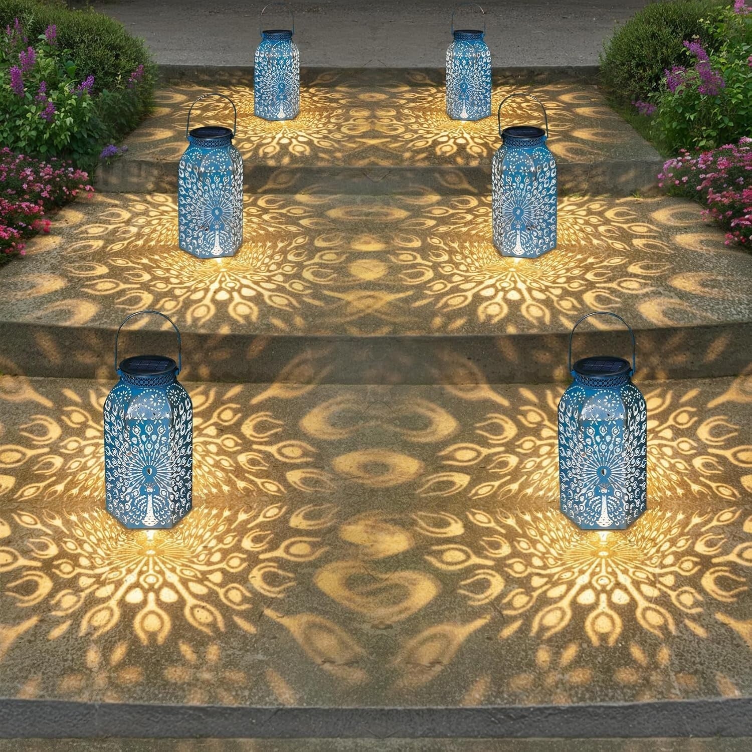 Brighten Your Garden with Artisan Blue Peacock Solar Lights - 2 Pack