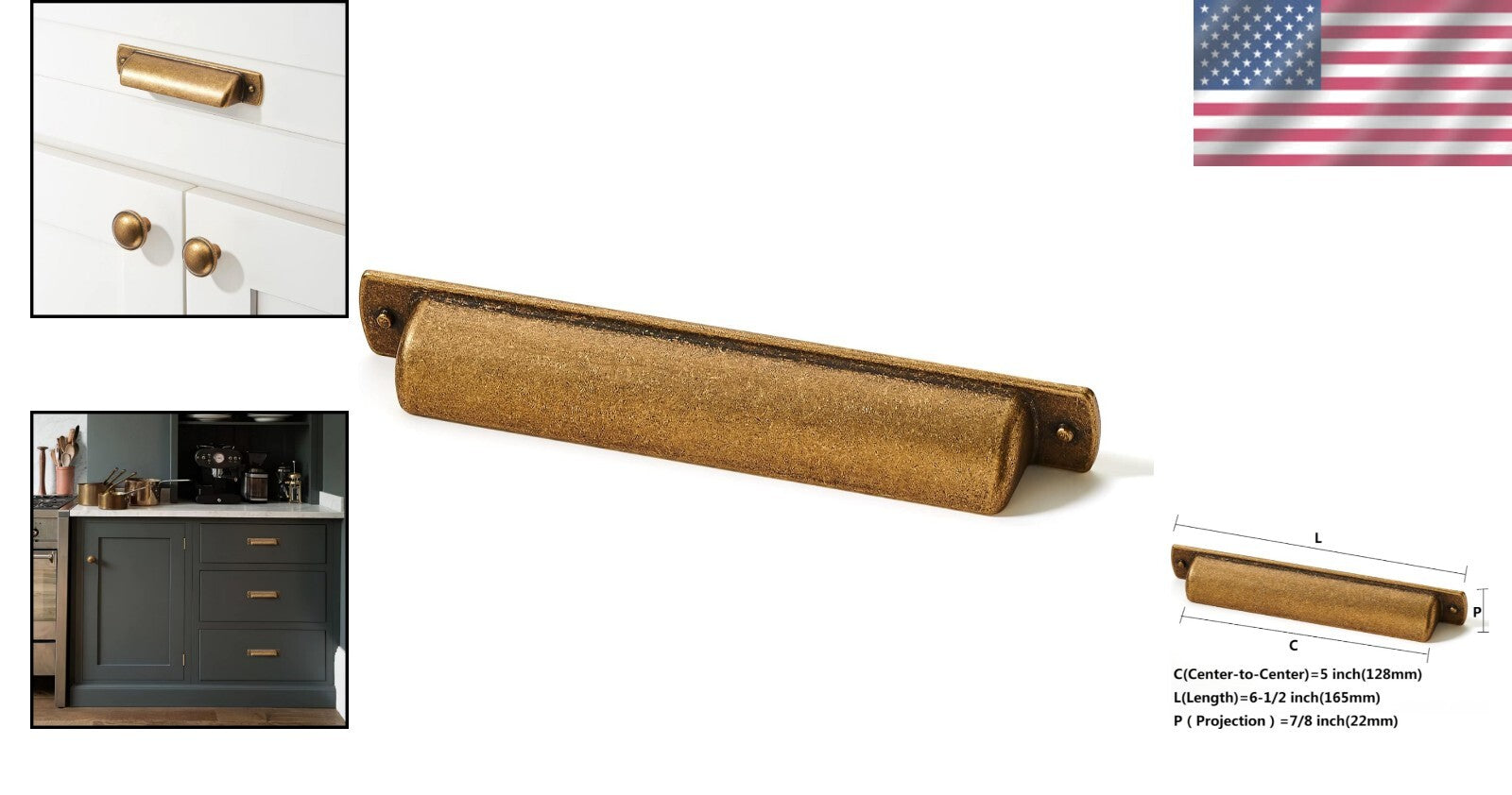 Heavy-Duty 5-Inch Antique Brass Drawer Pulls - Set of 10 for Stylish Homes