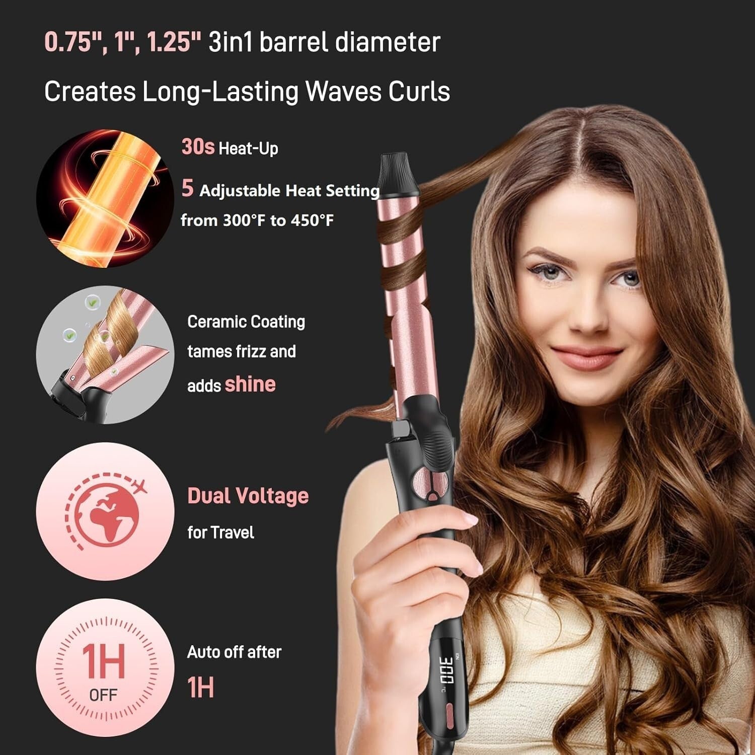 Professional Auto Rotating Curling Iron – Adjustable Heat for Long-Lasting Curls