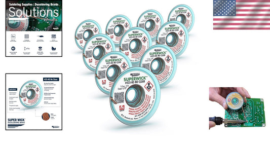 Environmentally Safe Desoldering Braid with RMA Flux - 5' Length, Set of 10