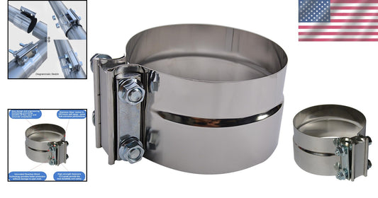 Durable 4-Inch Lap Joint Exhaust Clamp Set - Stainless Steel, Easy Installation
