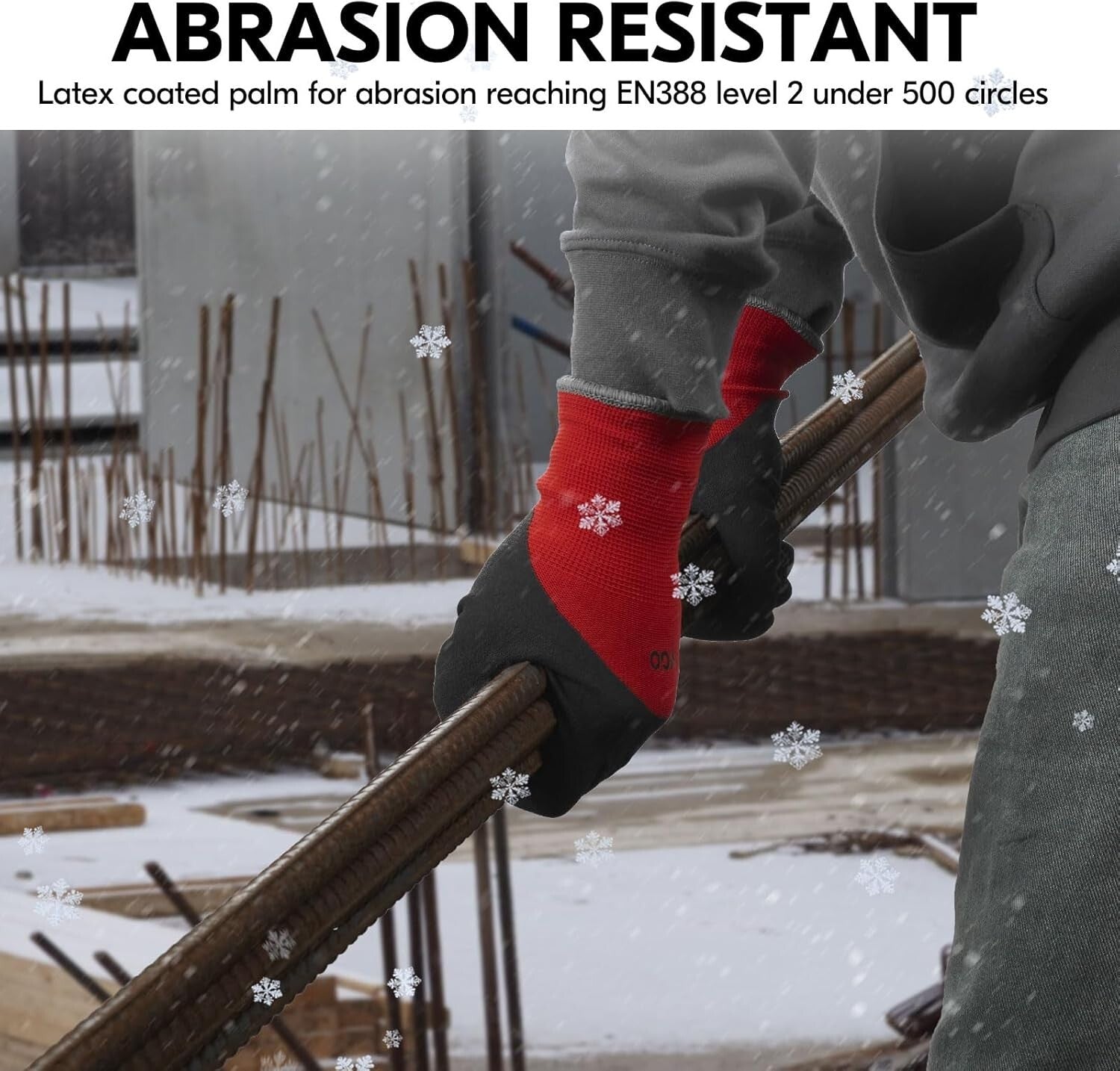 5 Pairs Double Lined Winter Work Gloves with Durable Grip for Cold Conditions