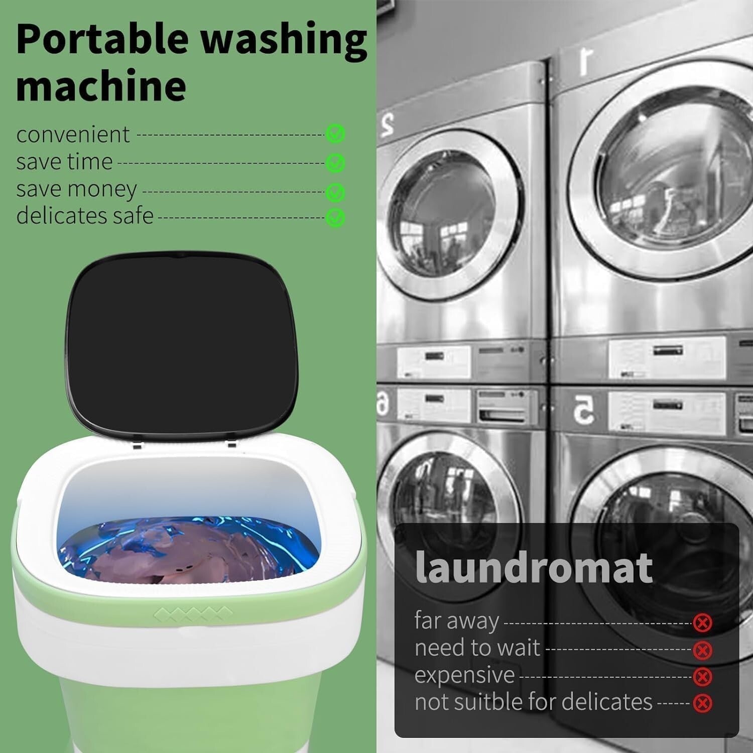 Foldable 3 Mode Mini Washer with Spin Basket – Perfect for Travel & Apartments