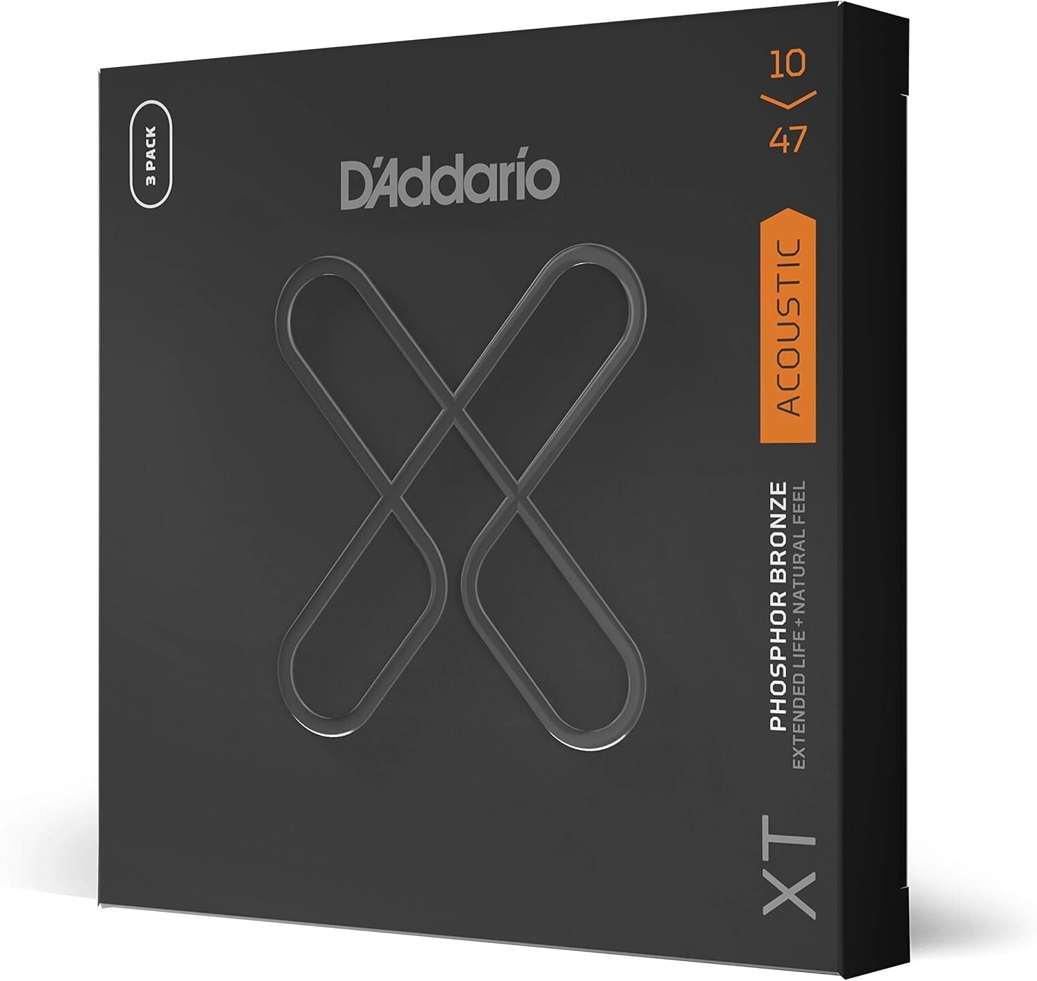 D'Addario XT Phosphor Bronze Acoustic Guitar Strings - 10-47 Extra Light, 3-Pack