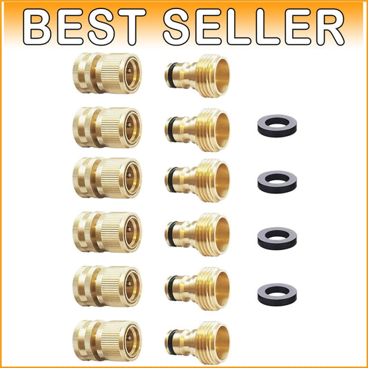 Durable Brass Quick Connect Garden Hose Fittings - Leak-Free 3/4 Inch GHT Set