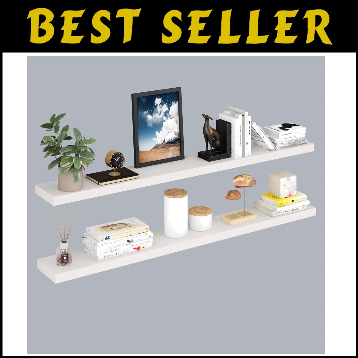 Versatile 60" Wall-Mounted Floating Shelves Set of 2 - Invisible Support Design