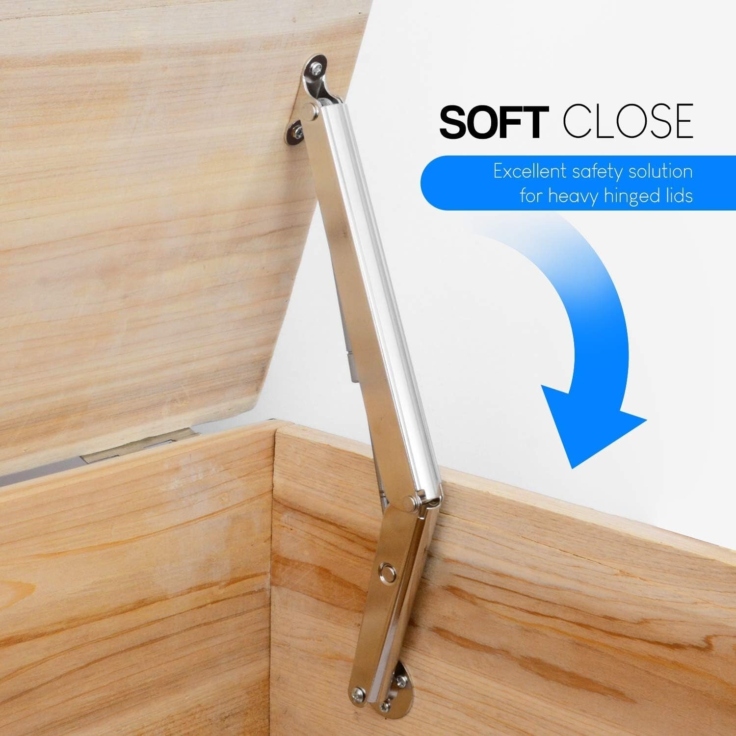 200N Safety Gas Struts for Smooth Lid Closing - Perfect for Toy Boxes and Chests