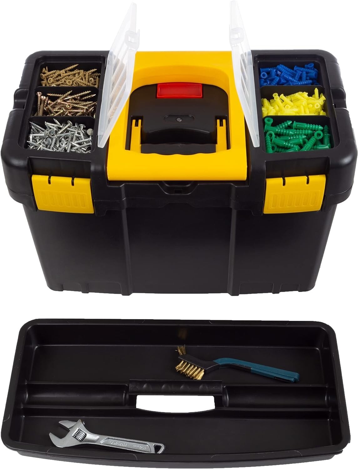 2-in-1 Stackable Tool Chest with Wheels - Ergonomic Design for Easy Transport
