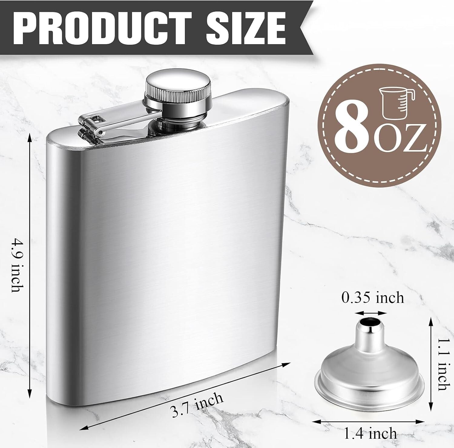 Elegant 20-Set Stainless Steel Hip Flasks with Funnels - 8oz for Every Occasion