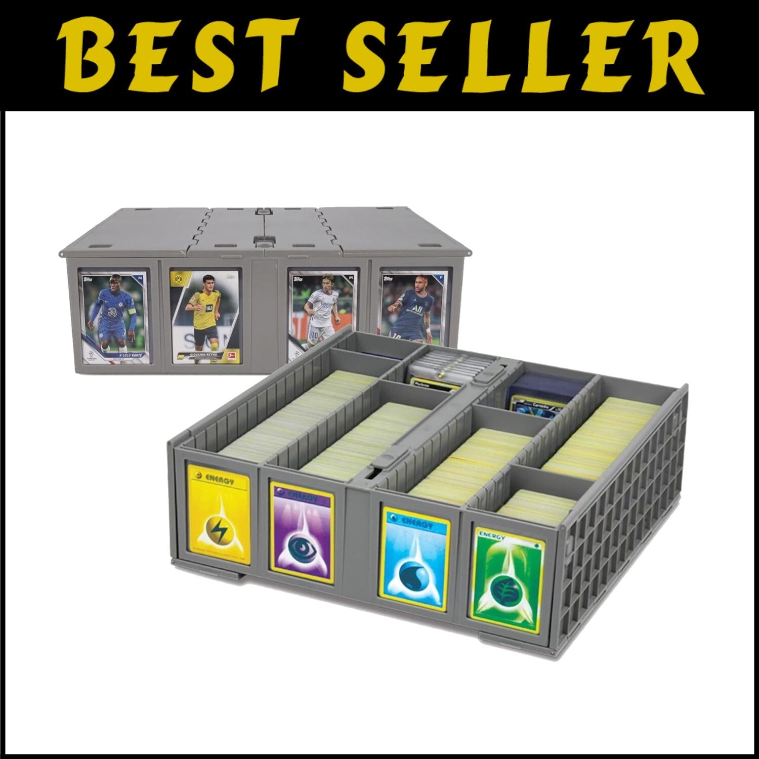 Hinged Card Holder Bins - 2 Pack, Stackable Design, Fits MTG & Pokémon Cards