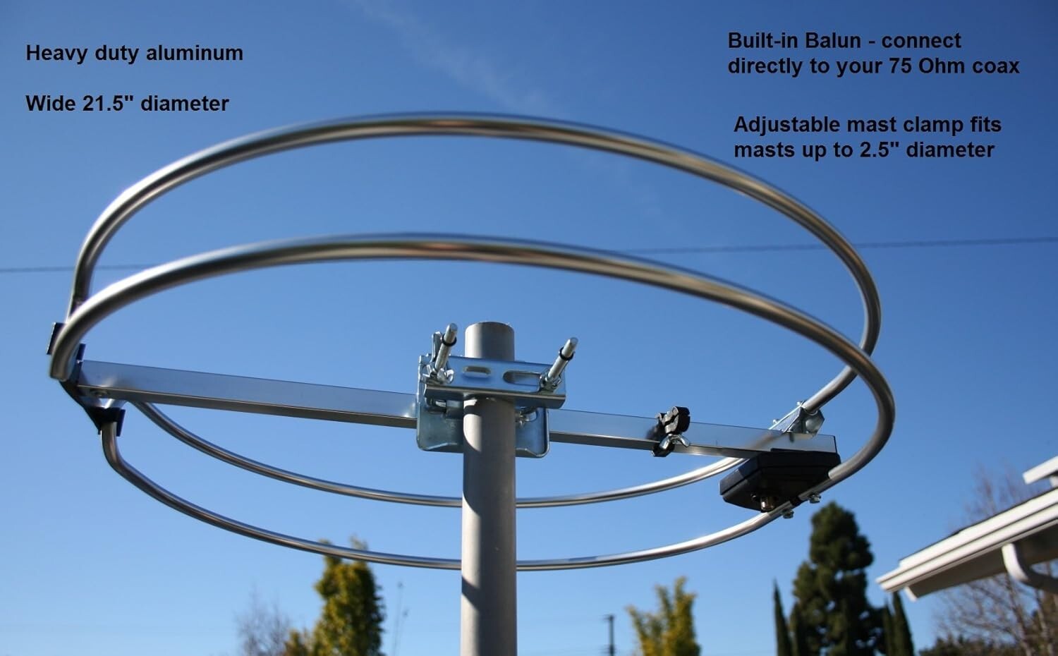 Durable Aluminum FM Loop Antenna for Superior Analog and Digital Signals