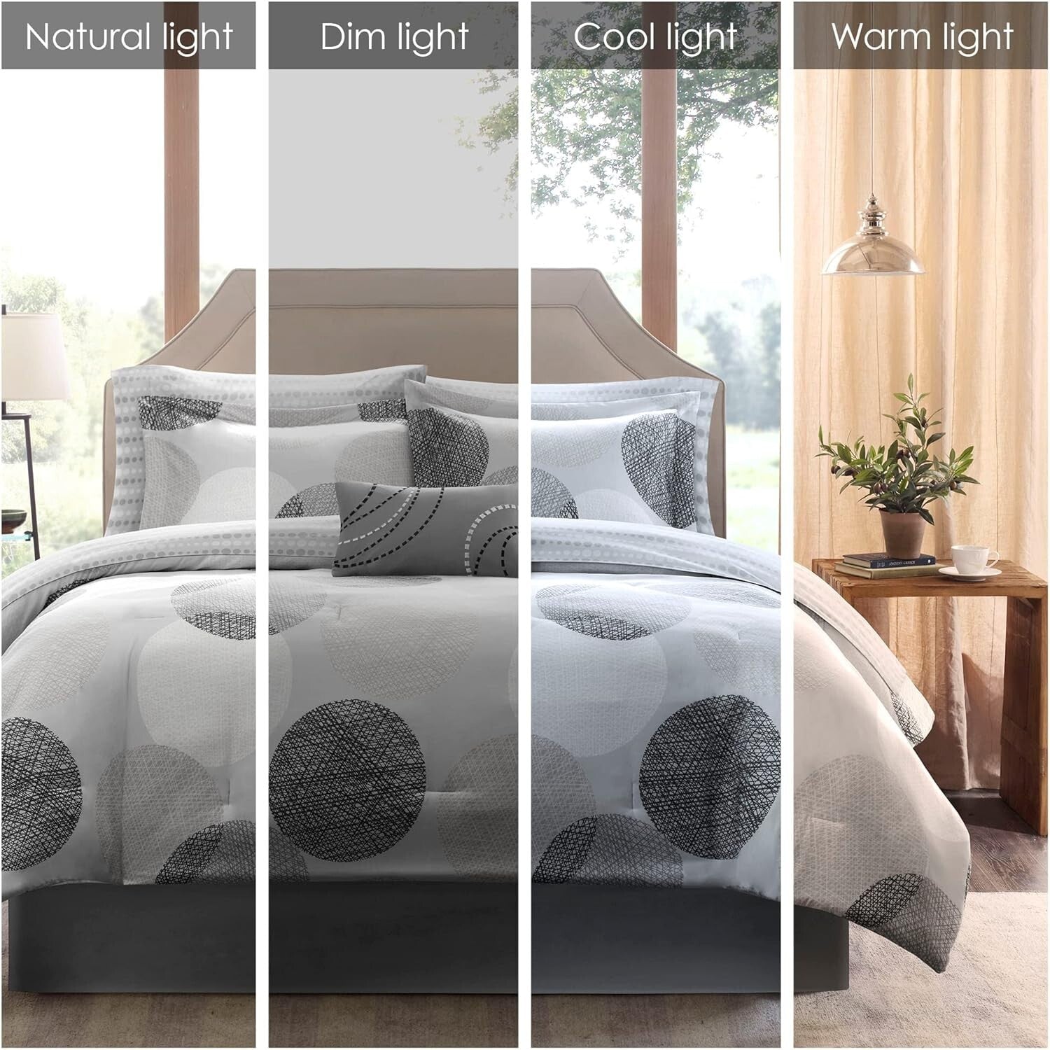 Essentials Bed in a Bag: Twin Comforter & Geometric Sheet Set, Grey/Aqua Design