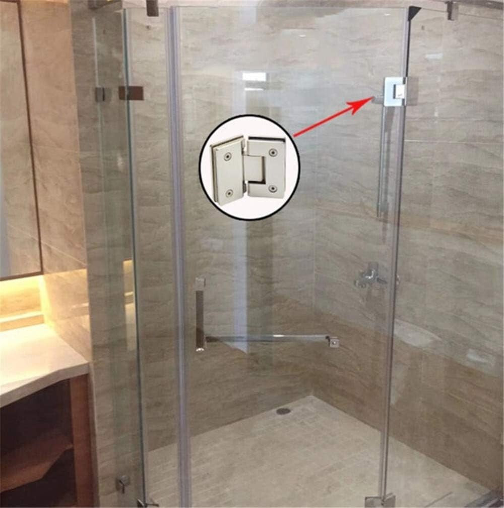 Heavy-Duty 180 Degree Brushed Gold Glass Door Hinges - 2 Pack, 120 lbs Capacity