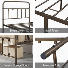 Load image into Gallery viewer, Classic Bronze Twin Bed Frame with Storage and High Headboard for Modern Living