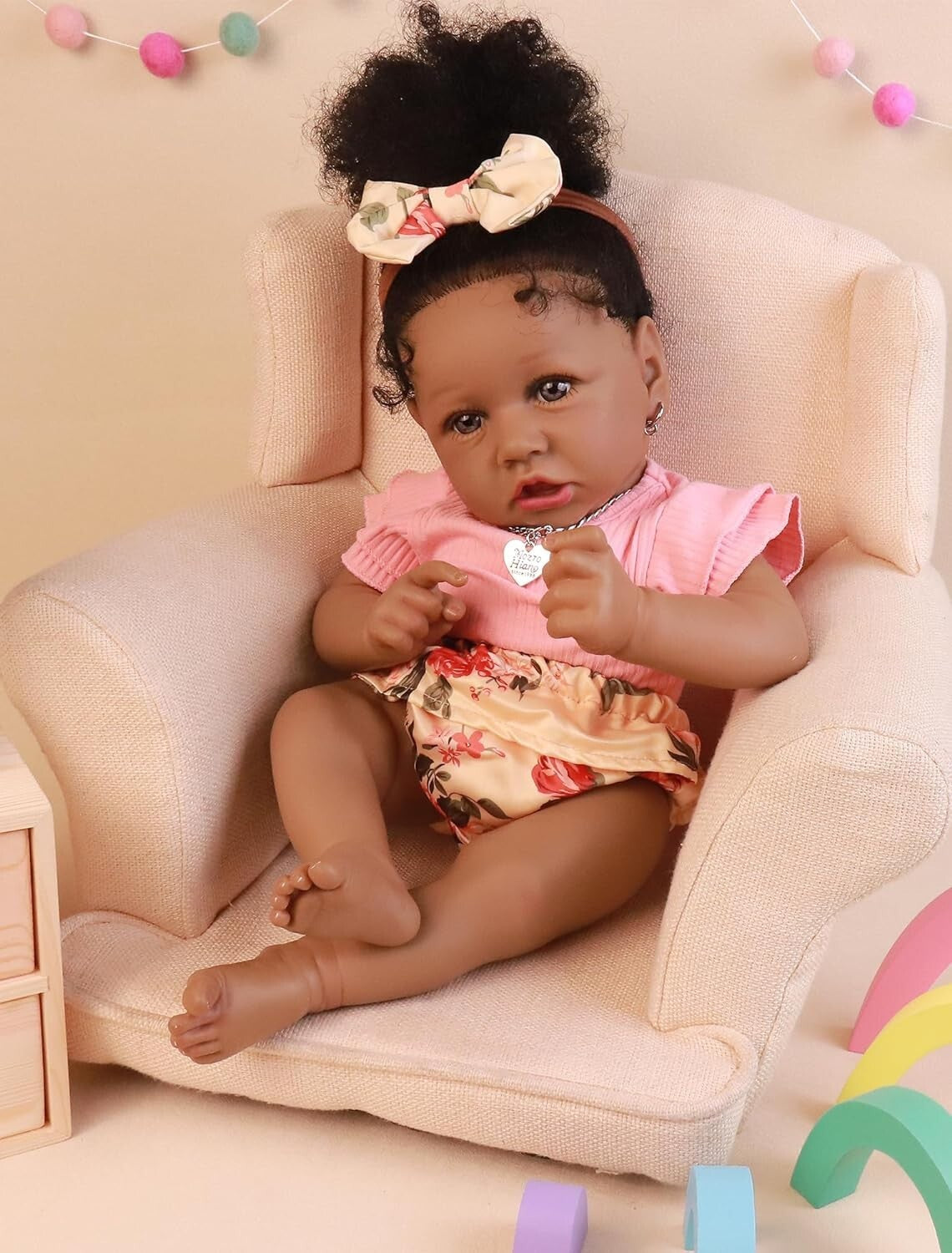 Realistic 22.8" African American Reborn Baby Doll - Ideal for Nurturing Play
