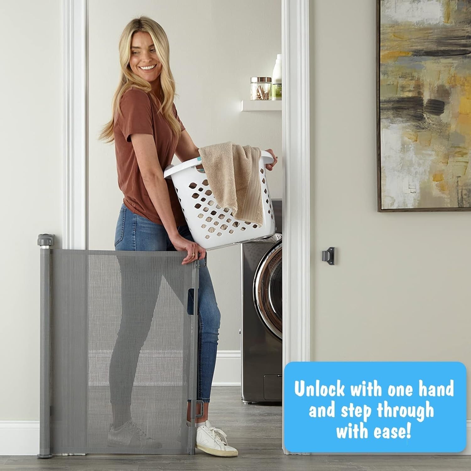 Space-Saving Retractable Mesh Gate - Ideal for Kids and Pets Indoors/Outdoors