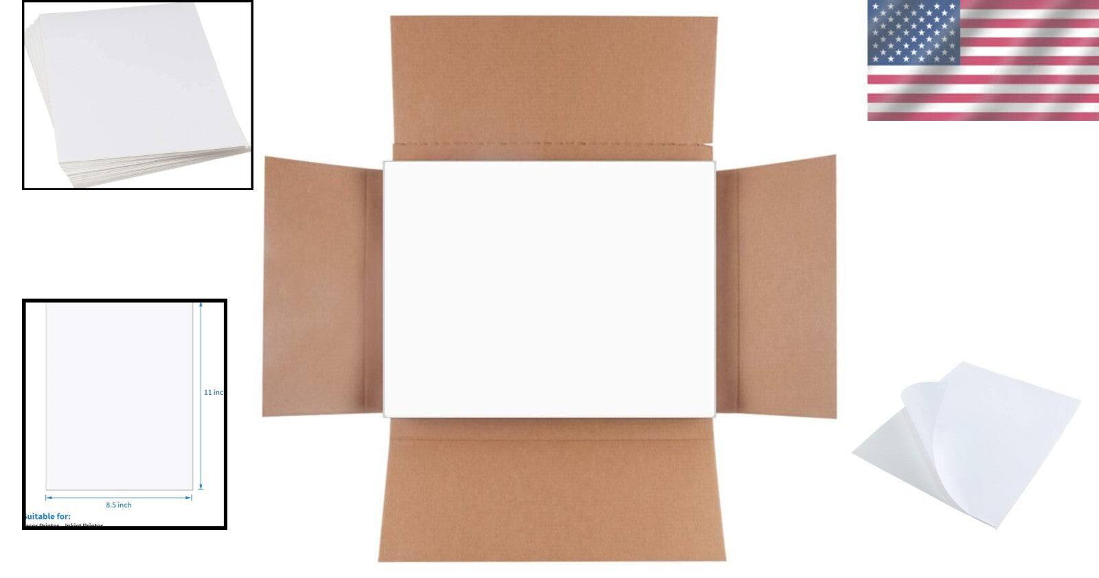 Full-Sheet White Adhesive Labels - 500 Sheets 8-1/2" x 11" for Laser & Inkjet