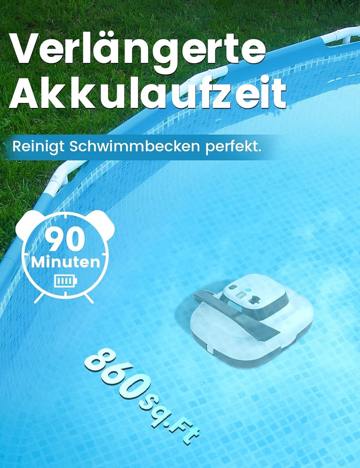 2025 Cordless Robotic Pool Cleaner - Dual Motors, Self-Parking & 90 Min Runtime