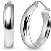 Load image into Gallery viewer, Elegant Sterling Silver Click-Top Hoop Earrings - Half Round Design Available